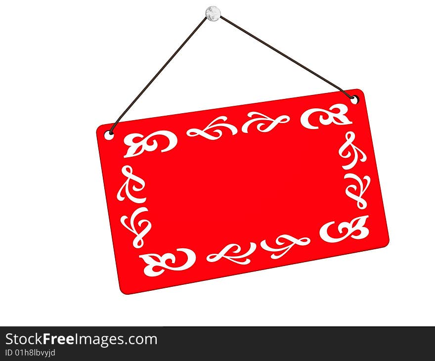 Retail red tag with patterns and wire isolated on white