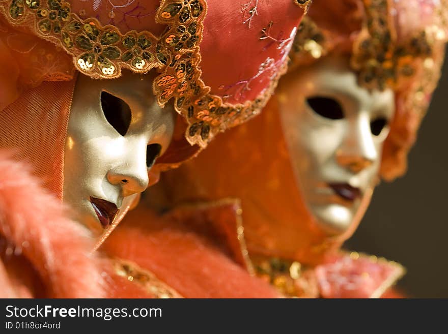 A pair of beautiful masks at the carnival of Venice 2009, Italy. A pair of beautiful masks at the carnival of Venice 2009, Italy