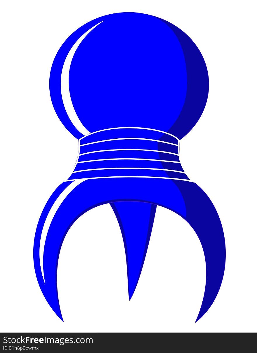 Blue 3 legged spherical symbol