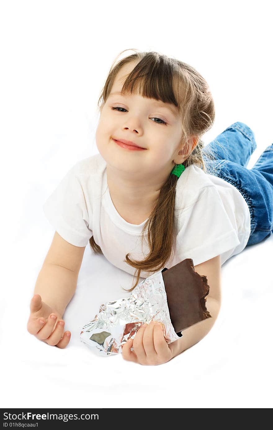 Little Girl Eating Chocolate