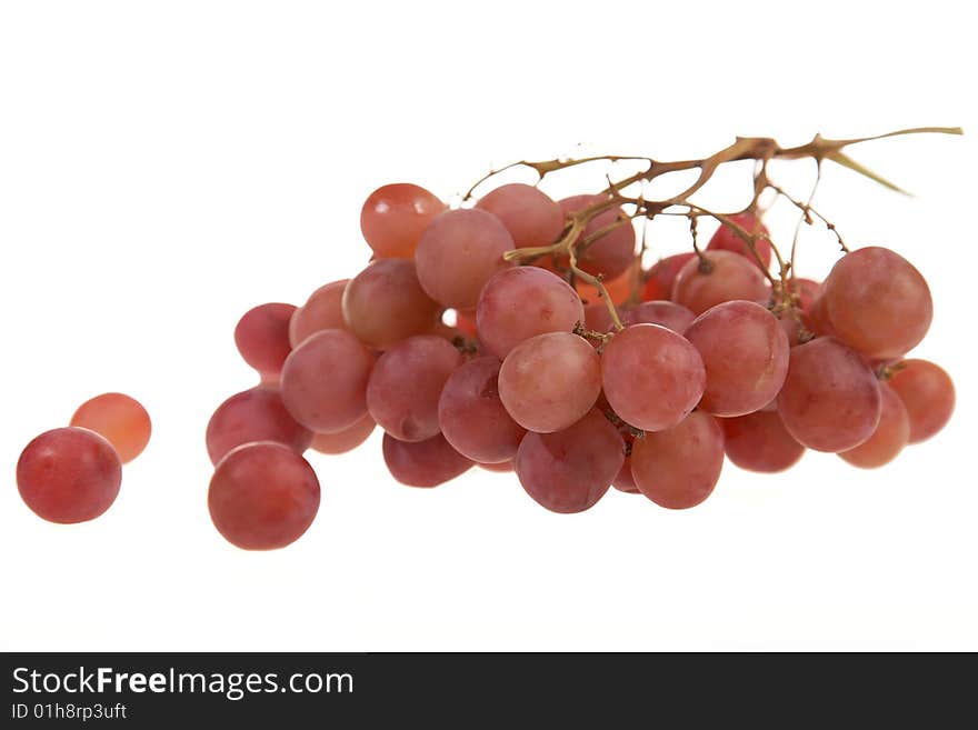 Red grape cluster, isolated on white background