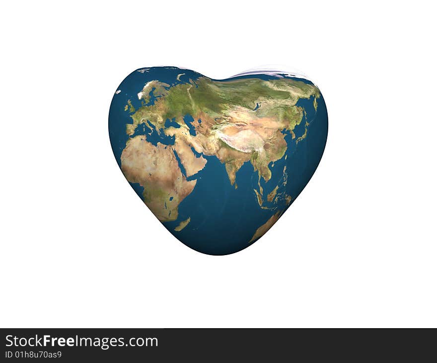 3d render of Earth in Heart shape