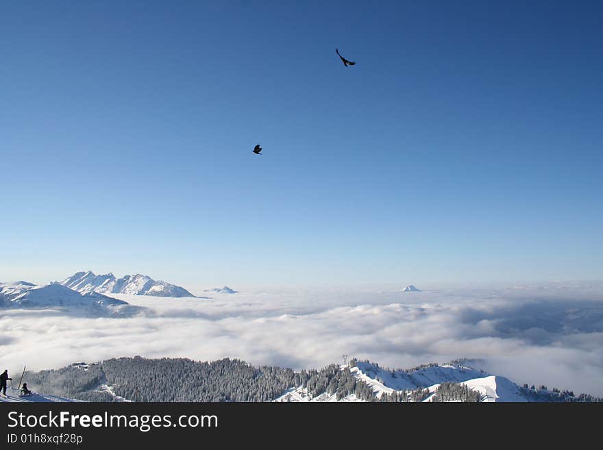 Mountains blue skies in Alps, France. Mountains blue skies in Alps, France