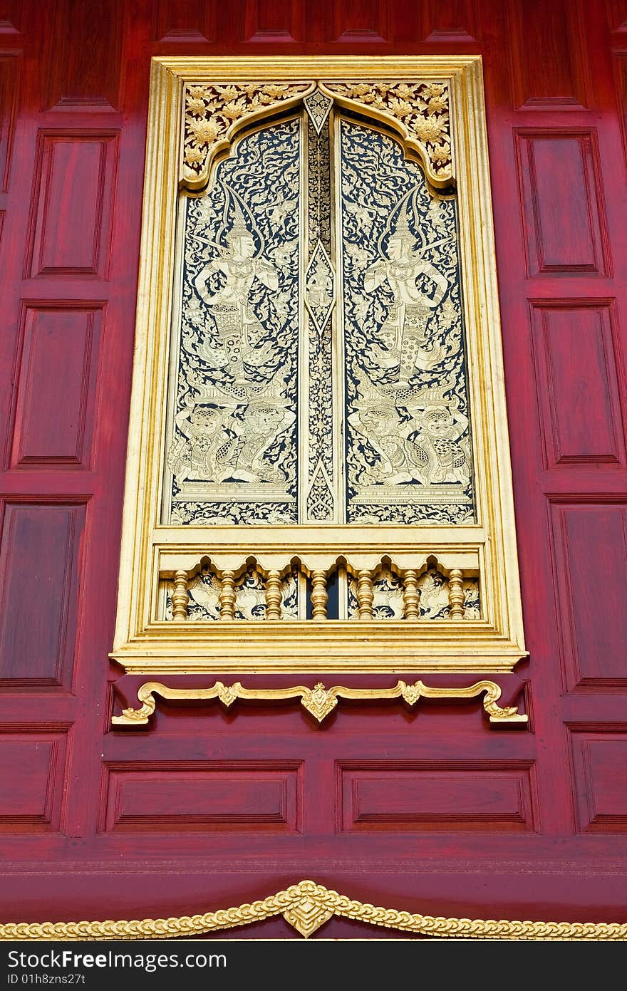 The gold window in supreme traditional  Thai art, Ayutthaya province, Thailand. The gold window in supreme traditional  Thai art, Ayutthaya province, Thailand.