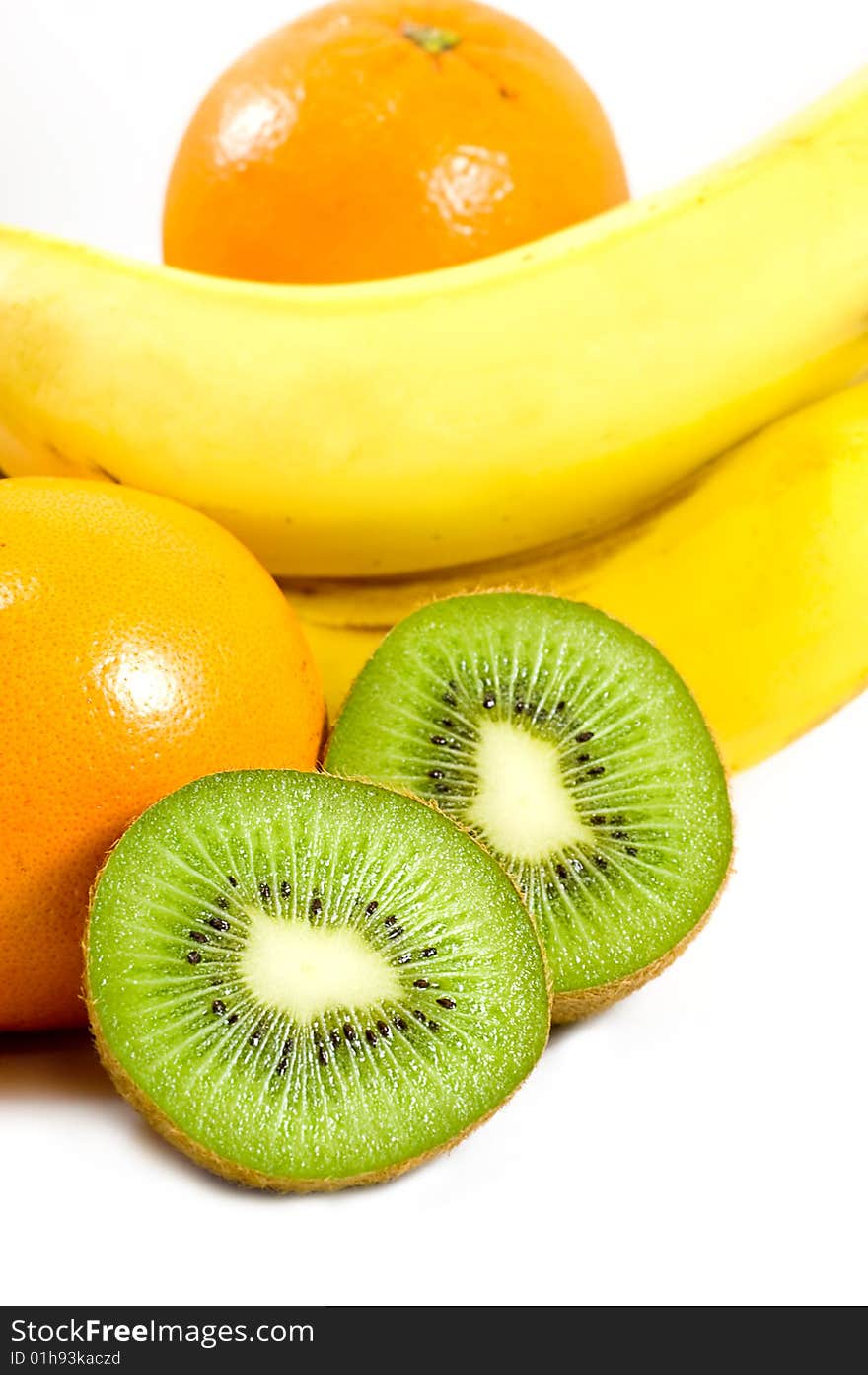 Exotic fruits in pile over white