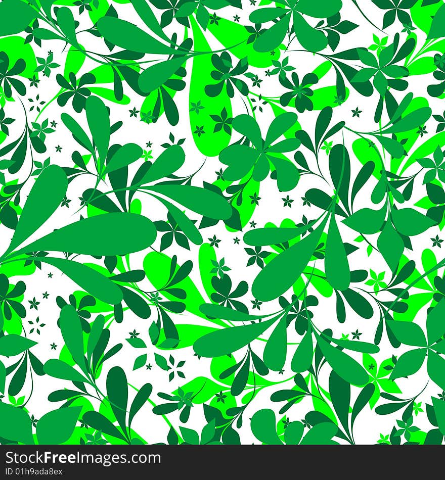 Seamless green plant wallpaper on white. Seamless green plant wallpaper on white