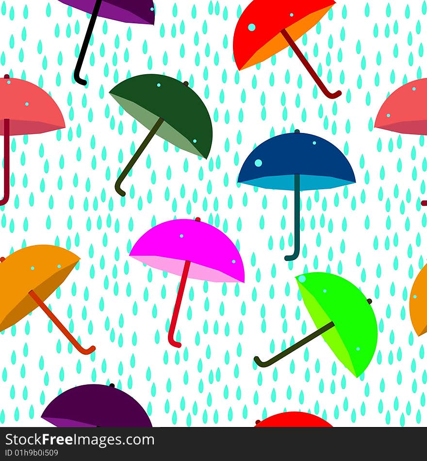 Vector seamless pattern with umbrellas. Vector seamless pattern with umbrellas