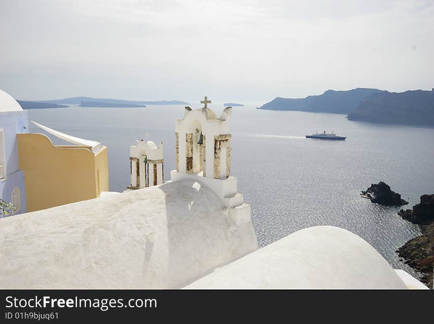 White church in santorini island, greece. White church in santorini island, greece