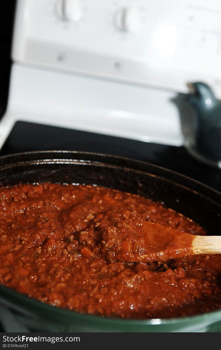 Spaghetti sauce on the stove. Spaghetti sauce on the stove