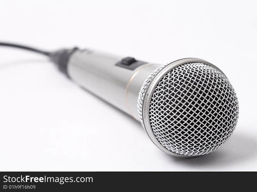 One microphone over white