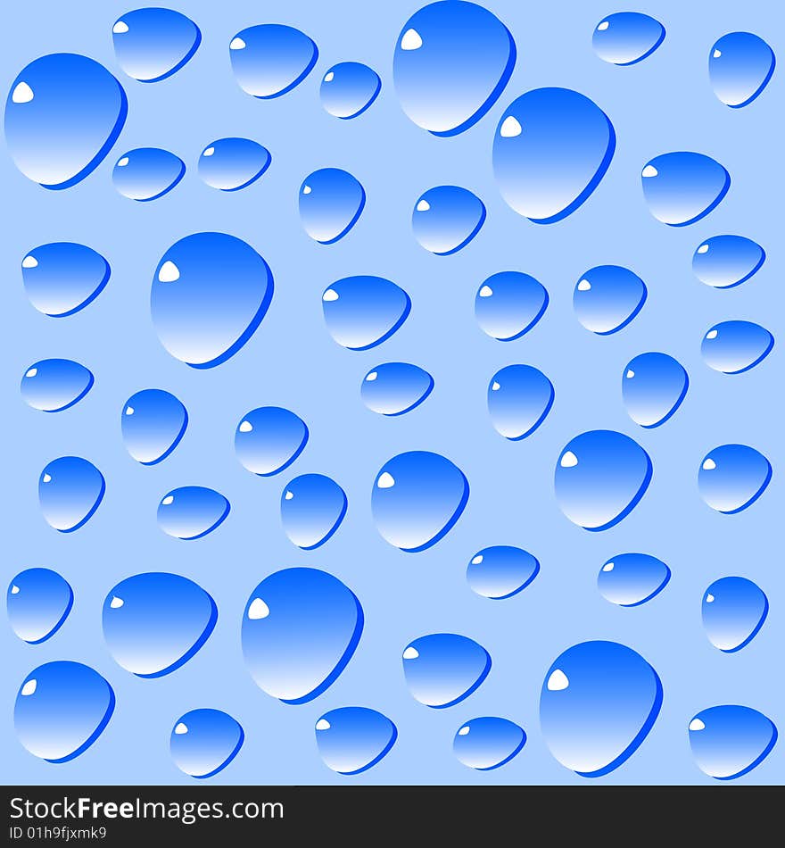 Vector blue water drops background. Vector blue water drops background