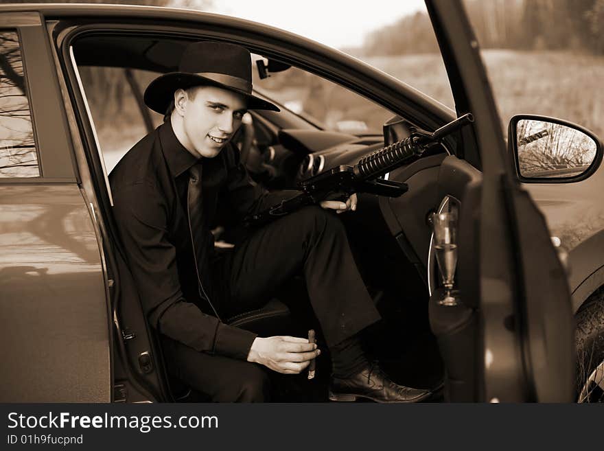 Man in car