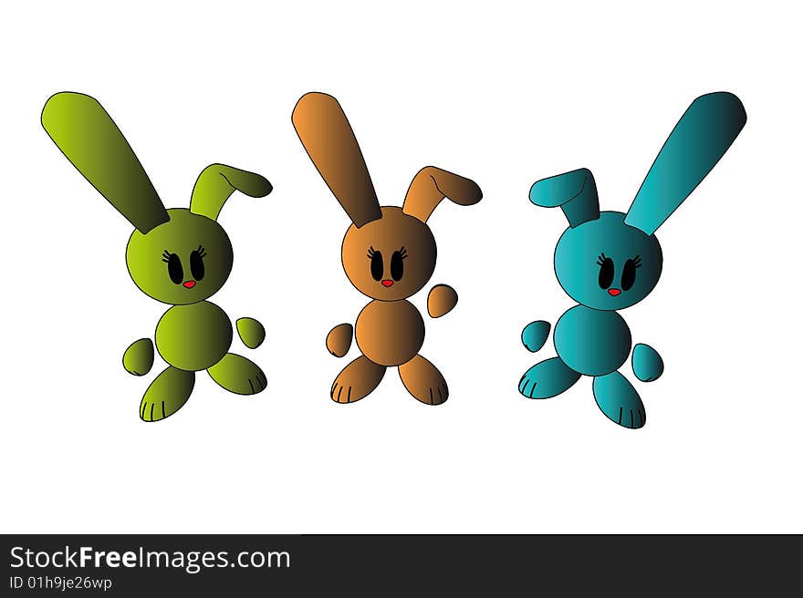 Rabbits - isolated illustration on white background. Rabbits - isolated illustration on white background