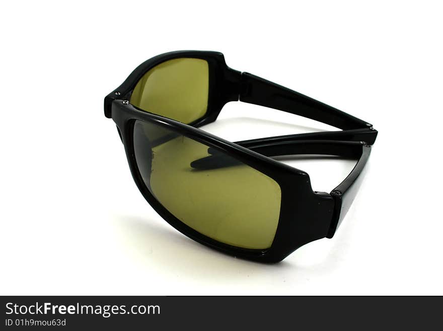 Folding sunglasses isolated on white.