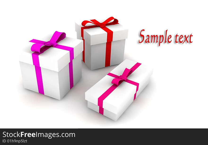 Christmas gift boxes - 3d isolated illustration