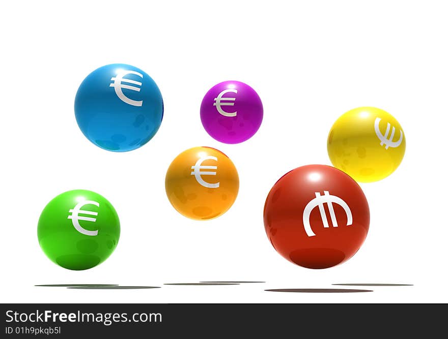 Isolated Spheres With Euro Symbol