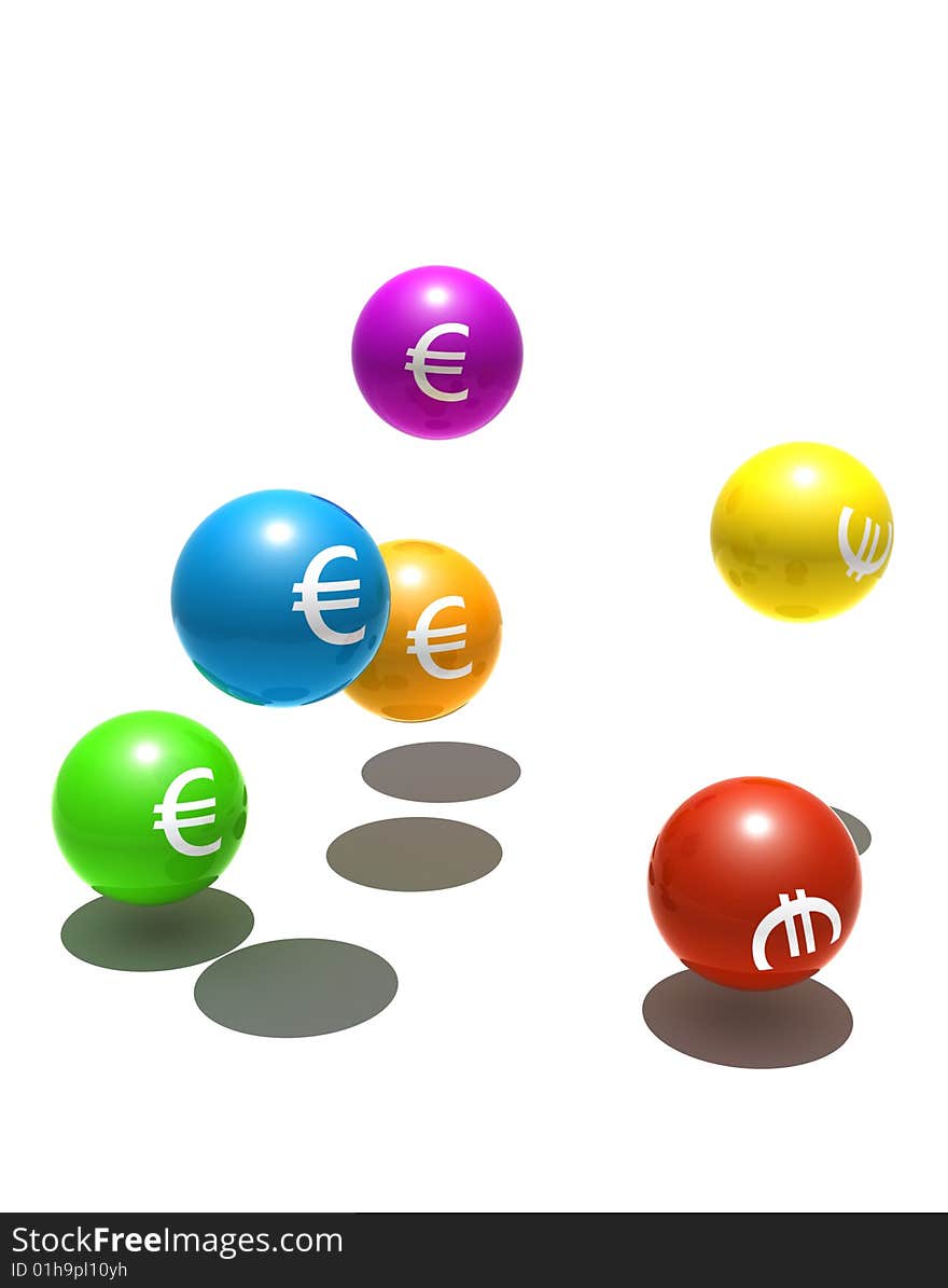 Isolated spheres with euro symbol