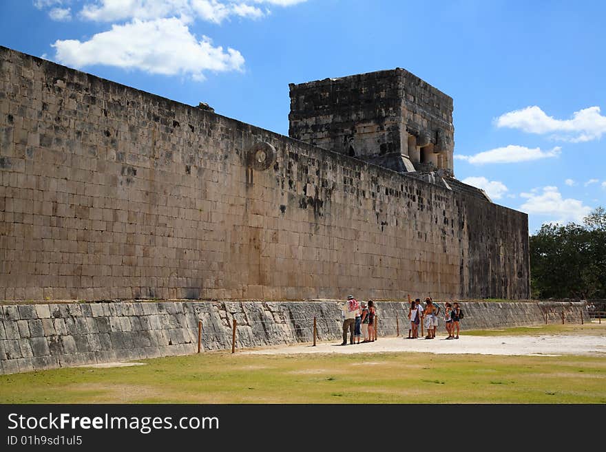 The stadium near chichen itza temple in Mexico