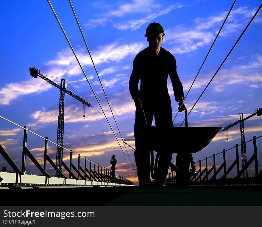 Silhouettes on a background of the sky