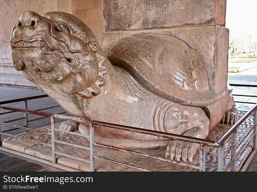 Stone turtle on pedestal, chinese sculpture,ming dynasty tombs