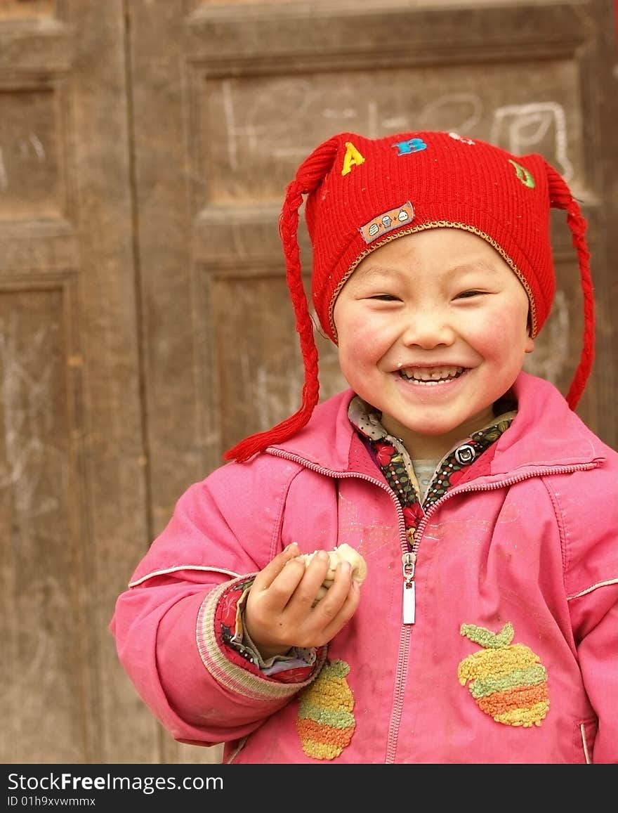 Happy girls in rural China