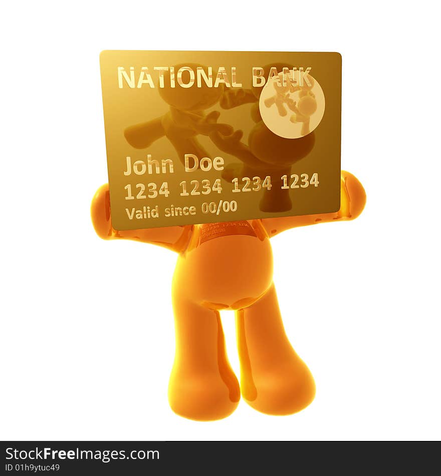 Yellow  icon figure endorsing  credit card