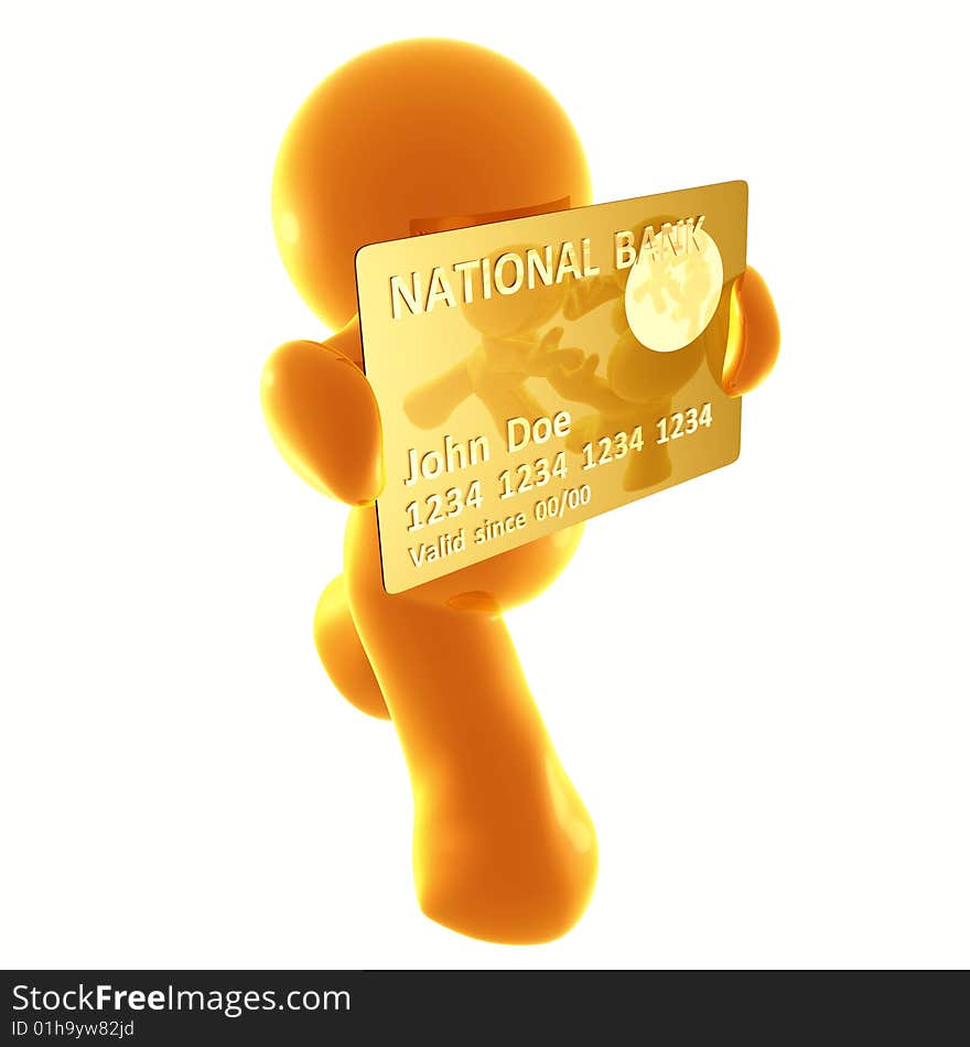 Yellow  icon figure endorsing  credit card