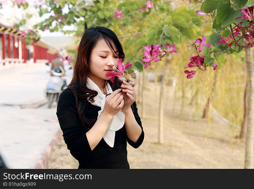 A young beautiful girls in the park