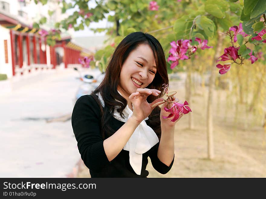 A young beautiful girls in the park