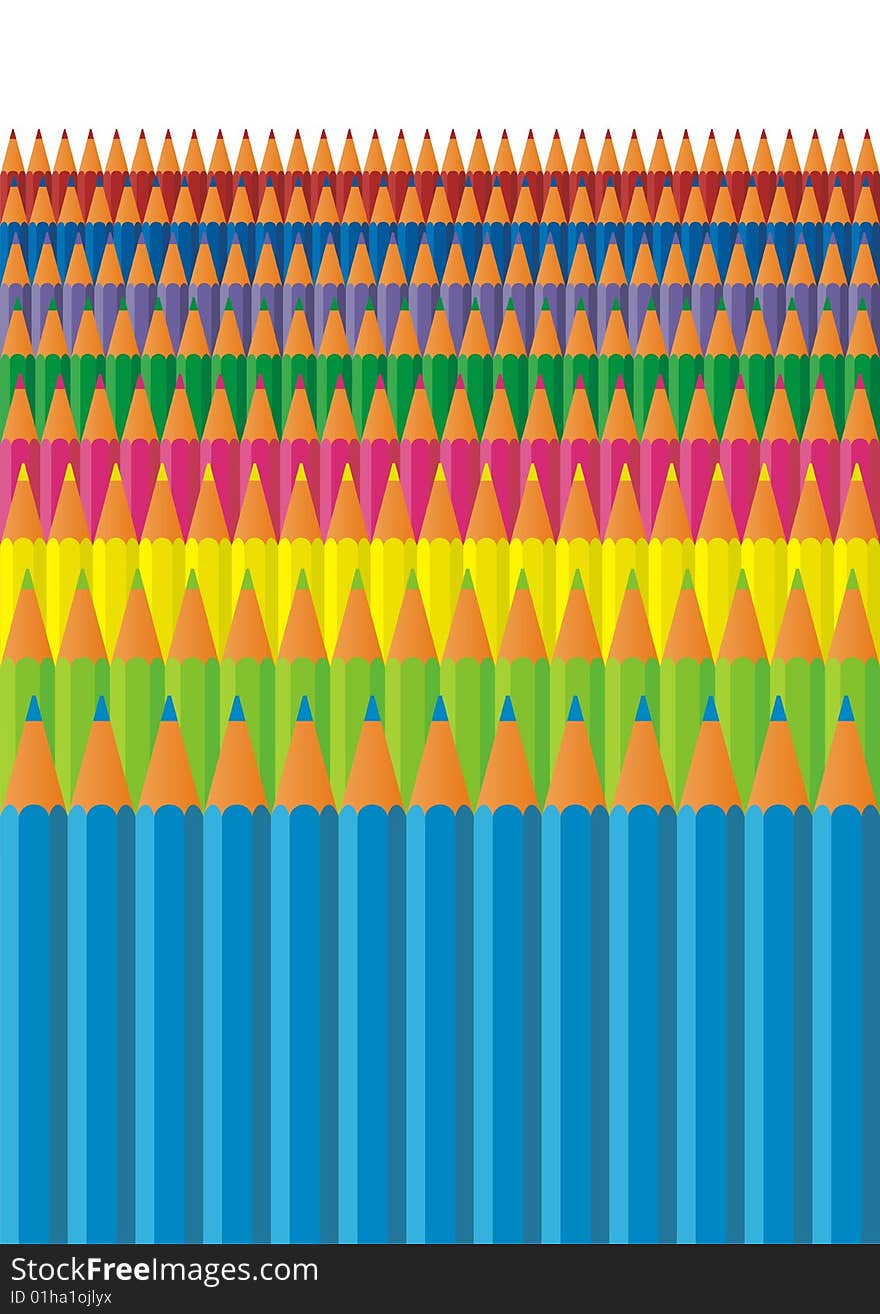 Vertical composition from colour pencils. They stand long lines. Over pencils the white background is located. Vertical composition from colour pencils. They stand long lines. Over pencils the white background is located.