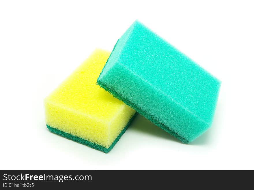 Kitchen sponges isolated on a white background