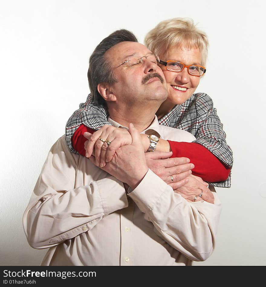 Happy old couple at home with copyspace. Happy old couple at home with copyspace.