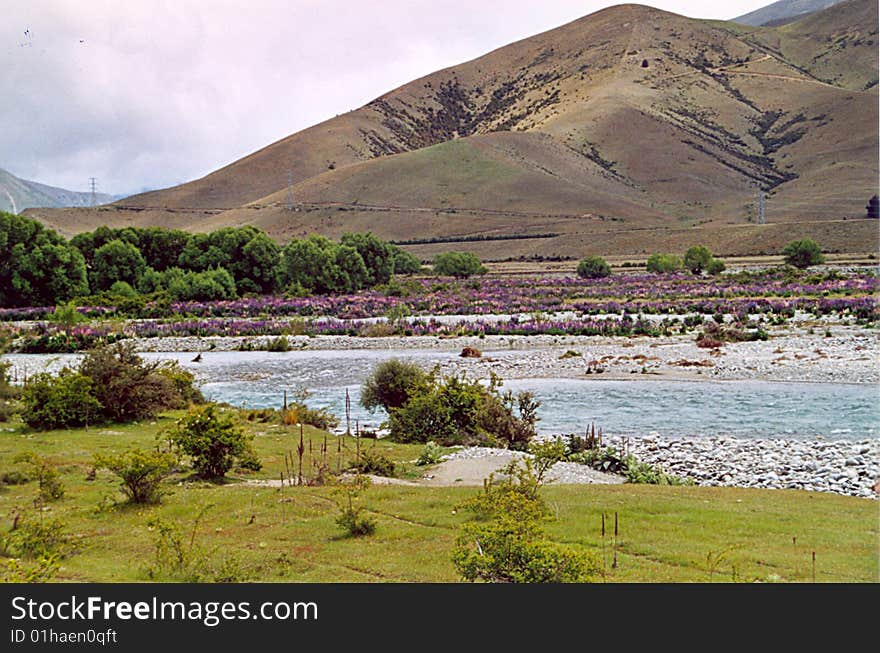 Look on the river with mountains. Look on the river with mountains