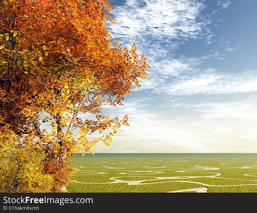 Beautiful landscape with autumn trees. Beautiful landscape with autumn trees