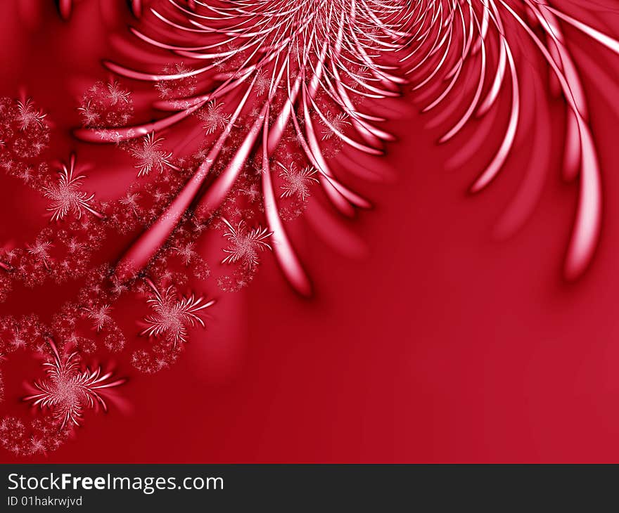 Red floral background. Fractal illustration. Red floral background. Fractal illustration