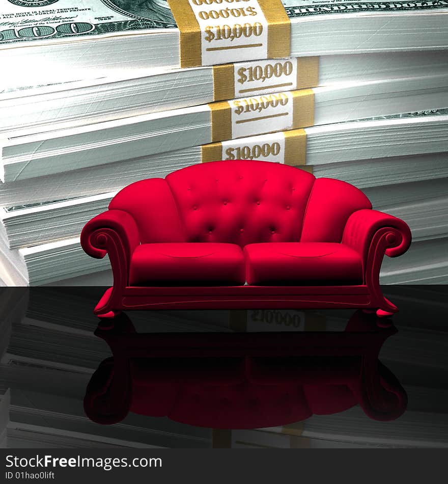 An interior of a room with a beautiful burgundy  sofa. An interior of a room with a beautiful burgundy  sofa.