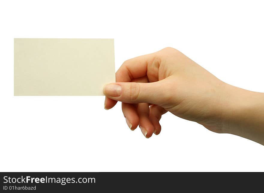 Card blank in a hand