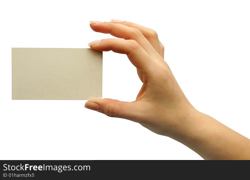 Card blank in a hand