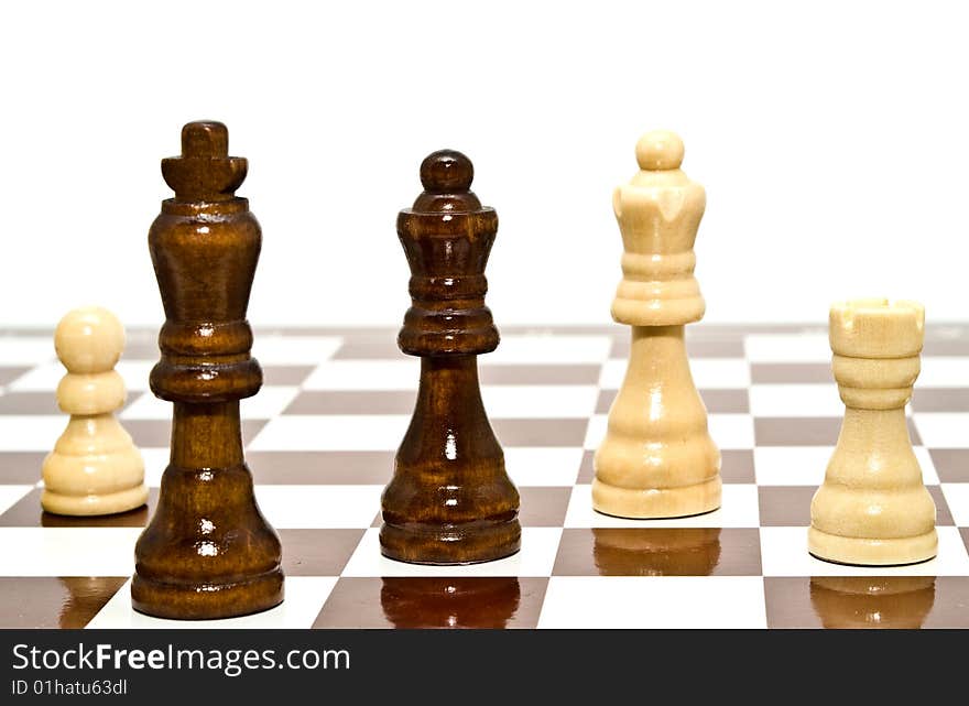 A chess is black and white on a white background. A chess is black and white on a white background