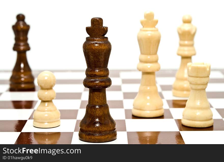 A chess is black and white on a white background. A chess is black and white on a white background