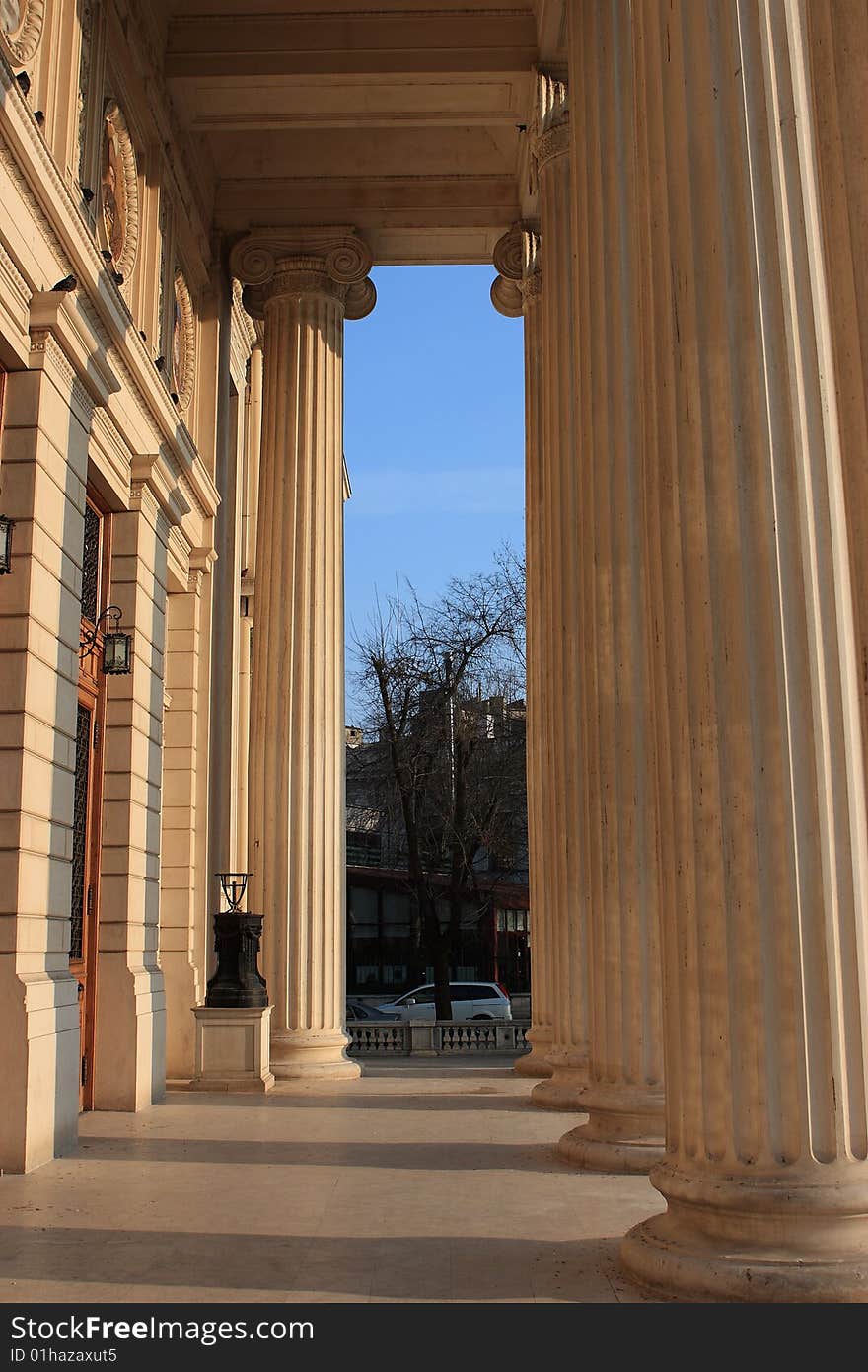 Ateneul Roman (Romanian Atheneum) in Bucharest, Romania. Detailed view. Ateneul Roman (Romanian Atheneum) in Bucharest, Romania. Detailed view