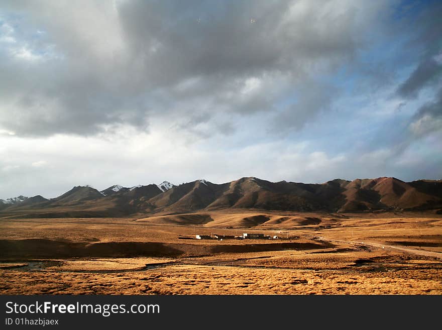 Golden landscape in tibetan plateau. Golden landscape in tibetan plateau