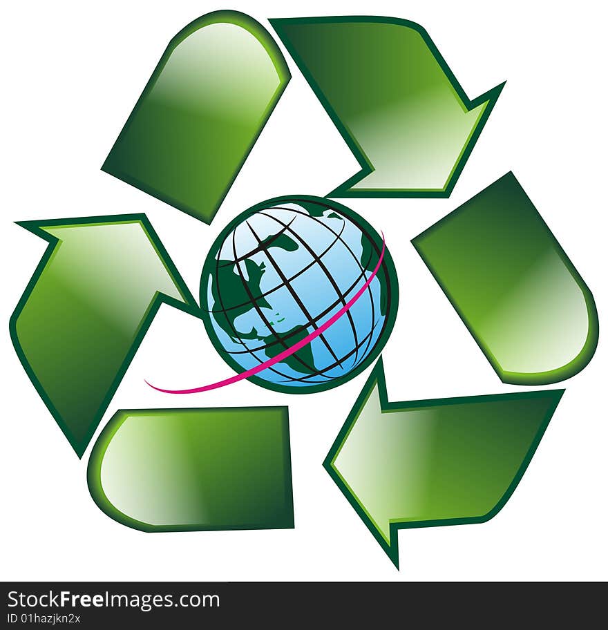 Recycle earth isolated on white background - illustration