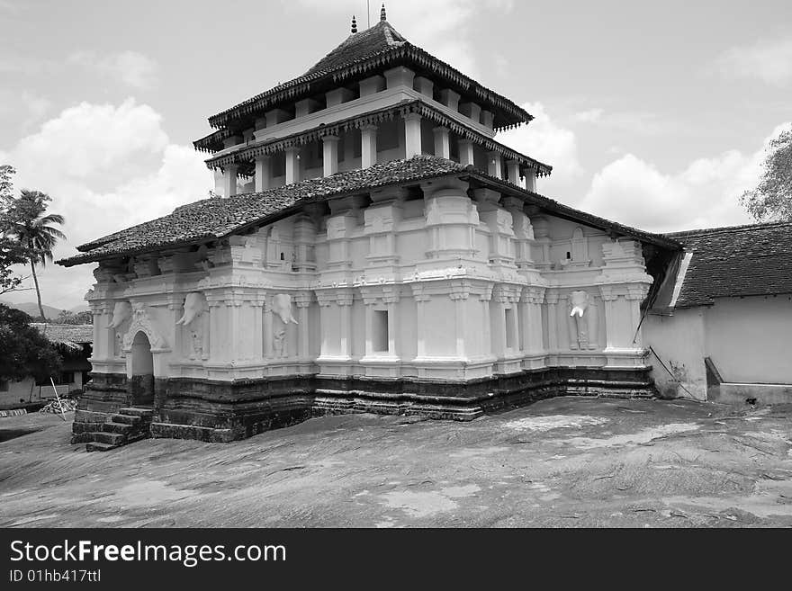 Buddhist temple built on a rock in Sri Lanka