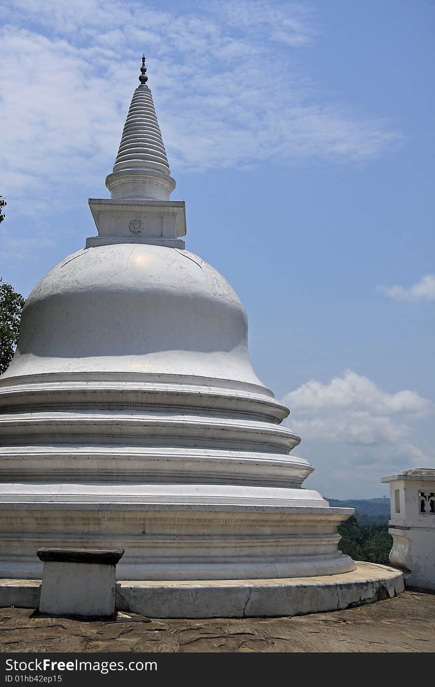 Buddhist temple built on a rock in Sri Lanka