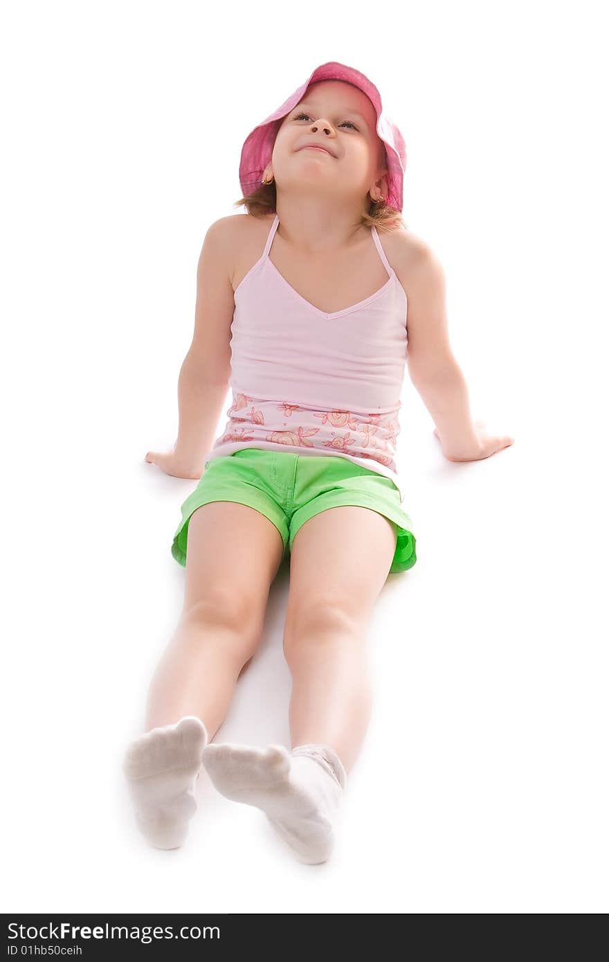 Little girl pose isolated on a white background. Little girl pose isolated on a white background