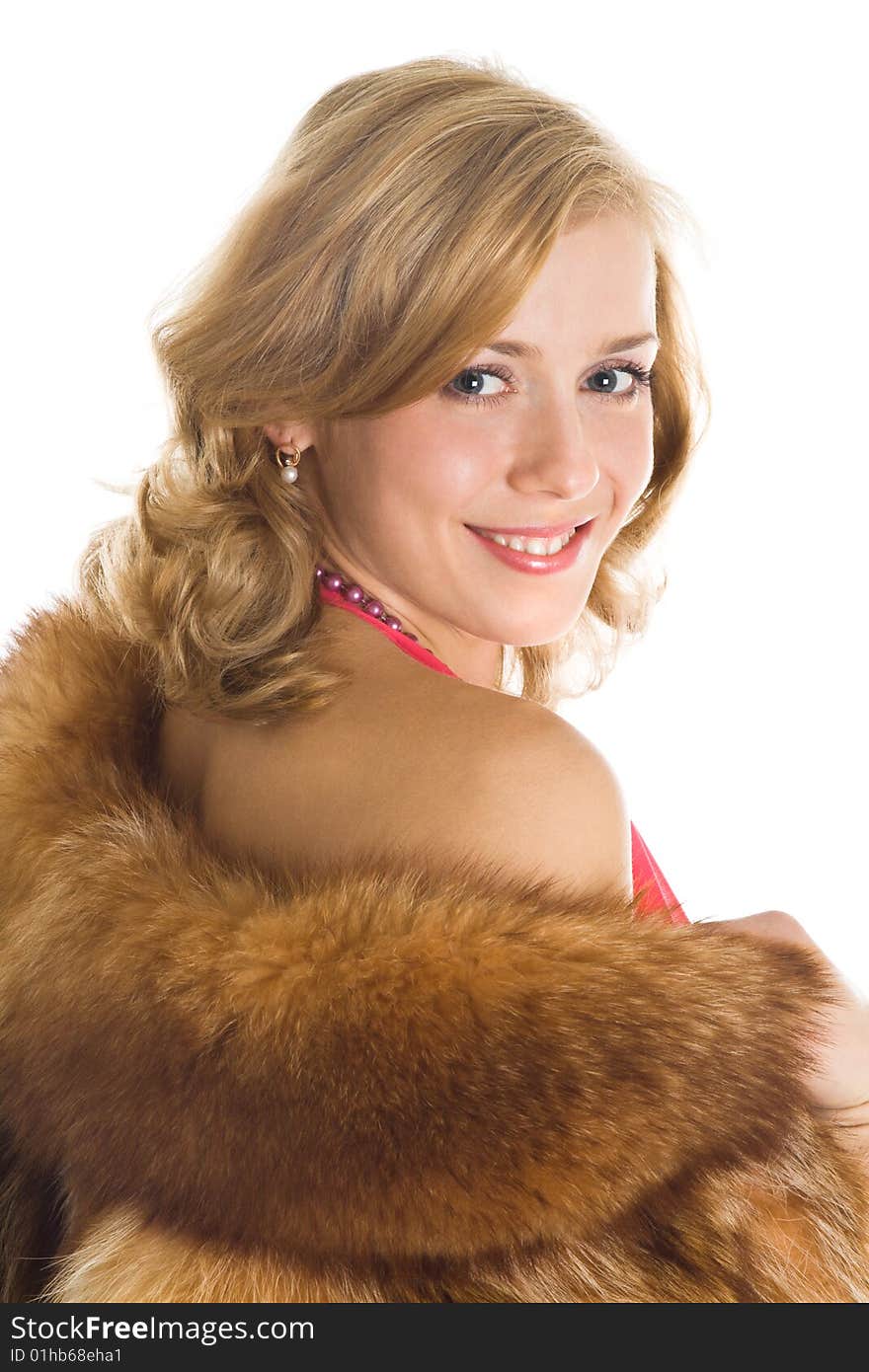 Beautiful Girl In A Fur Coat