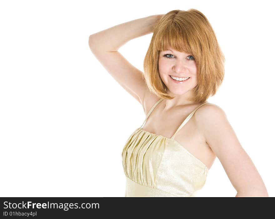 Portrait of a beautiful woman. Isolated on white background