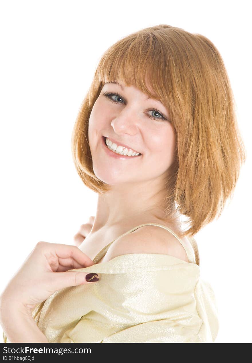 Portrait of a beautiful woman. Isolated on white background