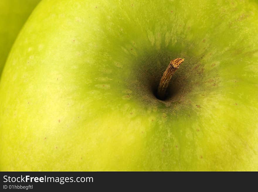 Big juicy green apple. The view from above. Big juicy green apple. The view from above.